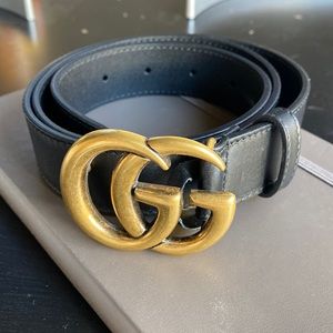 Authentic Women’s Gucci 414516 AP00T Leather Belt - Black Size 34